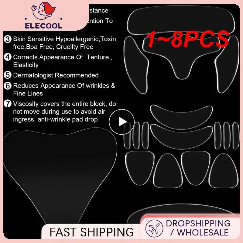 

1~8PCS Reusable Silicone Patches Anti-Wrinkle Face Forehead Neck Eye Sticker Pad Anti Aging Patch Face Lifting Mask Skin Care