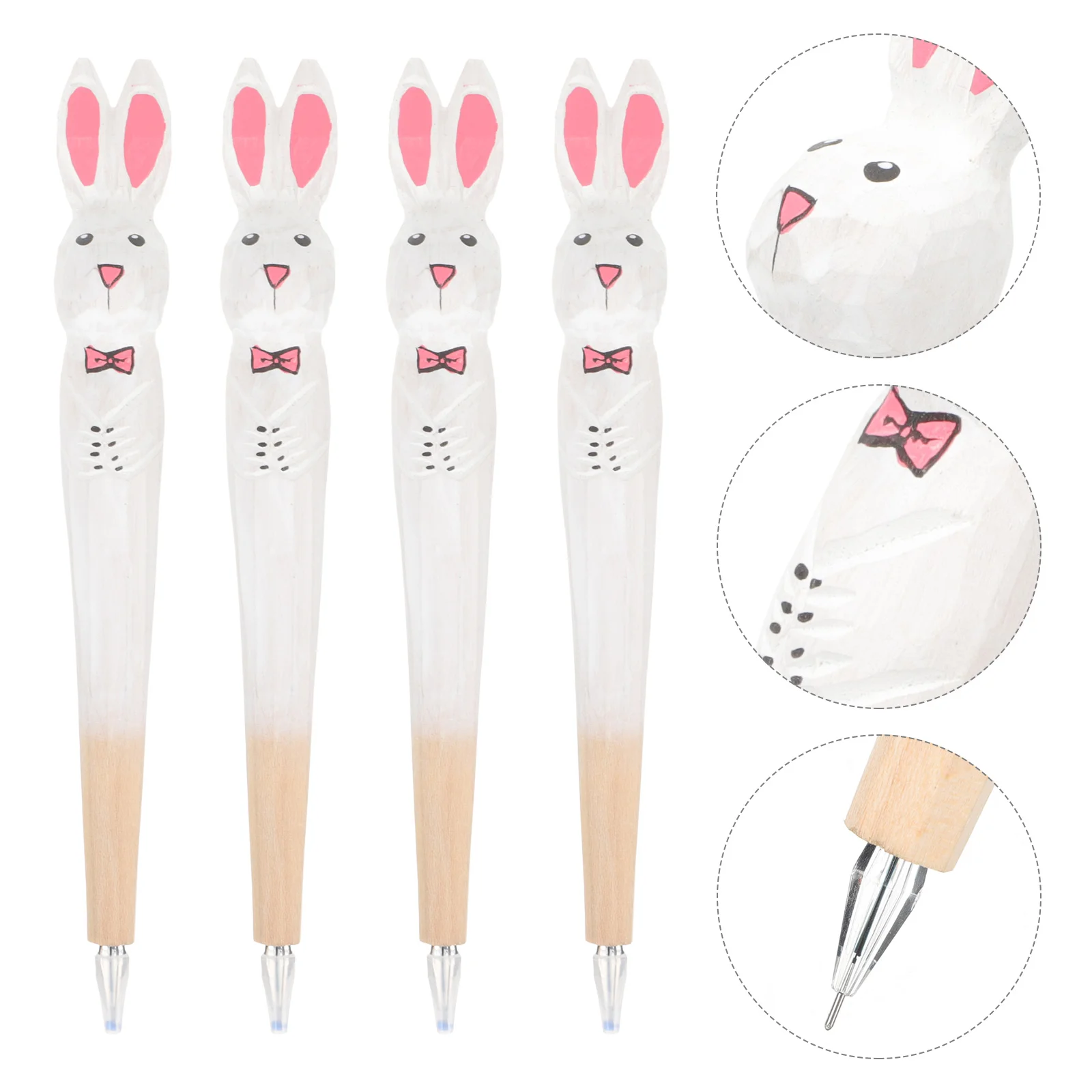 

4 Pcs Cute Novelty Pens Engraved Ballpoint Pen Animal Pen Easter Bunny Ballpoint Pen Wooden Easter Writing Pens Sign Pen Child