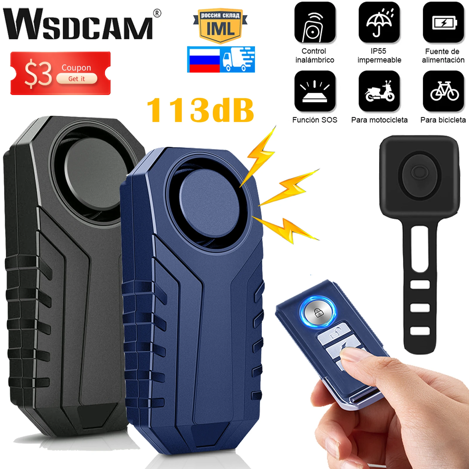 WSDCAM Motorcycle Remote Control Alarm 113dB Wireless Bike Anti Theft Alarm Security Protection Waterproof Electric Car Alarm Sy