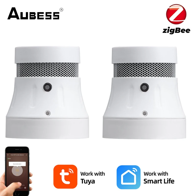 

Tuya ZigBee Smoke Detector Sensor Fire Alarm Works With Smart Life APP Information Push Smart Home Security System Firefighters