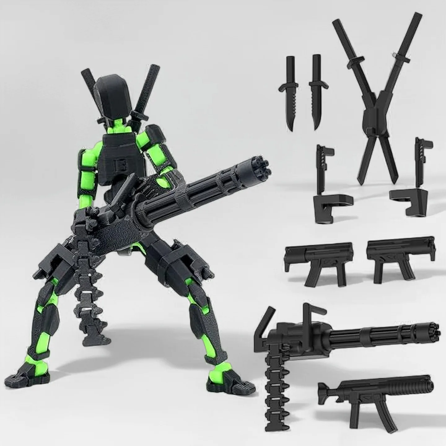 Фото Горячая новинка: Робот-трансформер Hot Titan 13 с 3D-печатью, многосуставной, с пулеметом Гатлинга, настольное украшение, игрушка-подарок для коллекционеров, детей и взрослых №2