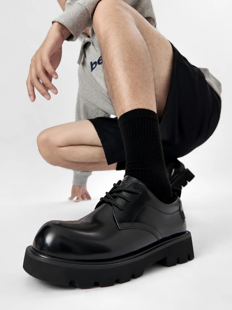 GOLDEN CAMEL мужские туфли дерби из натуральной кожи с круглым носком на толстой