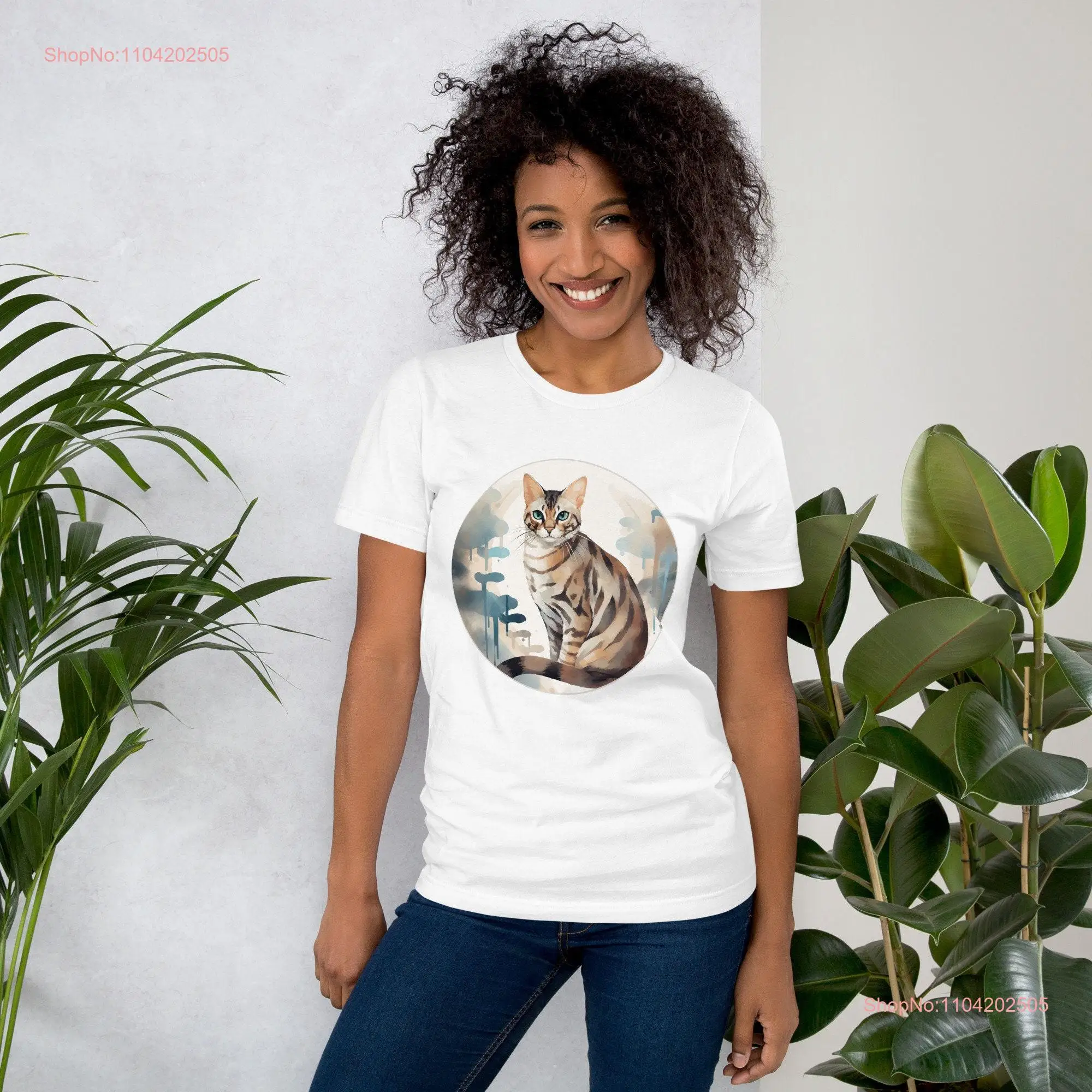 Bengal Cat in Moon T Shirt Celestial Feline Charm long or short sleeves