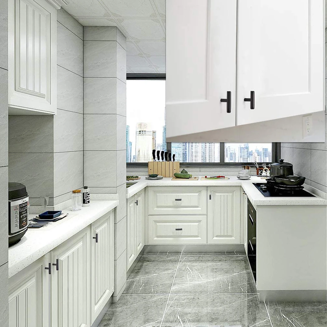 

T-type Cabinet Pulls Matte Black Stainless Steel Kitchen Cupboard Handles Cabinet Handles Hole Center 2 4 6 8 10 12 Inch