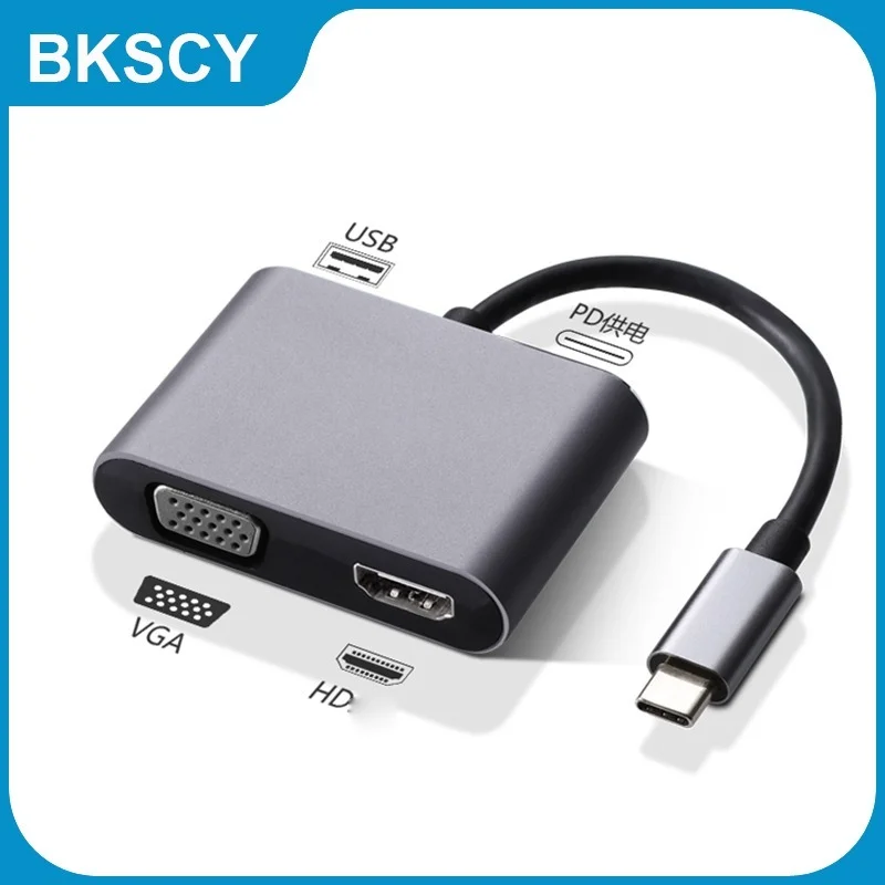 

Bkscy Type C Hub To VGA Adapter Usb3.1 Type C To HDMI-compatible Thunderbolt 3 for Samsung Galaxy S10/S9 Huawei Mate 20/P30 Pro