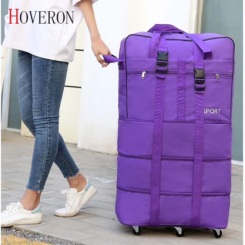 Portable travel bag rolling luggage Large capacity checked bag Extendable Roller Backpack Moving luggage Oxford Cloth duffle bag