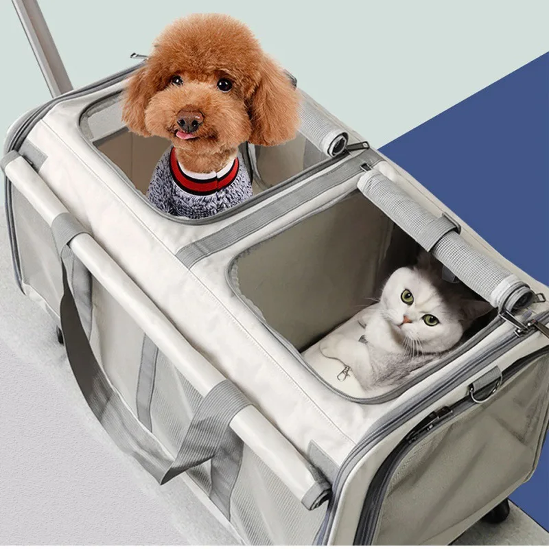 Zipper Mesh Dog Cat Backpack Out Trolley Case Large Space Hatchback Small and Medium-sized Dog Handbag Portable Pet Travel Bag