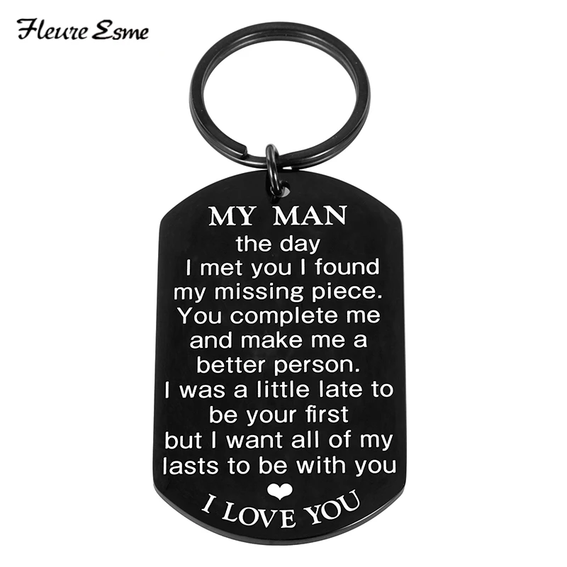 

Valentine's Day Gifts Present Keychain Wedding Gift for Boyfriend Husband My Man I Love You Couples Keyring for Men Fashion Key