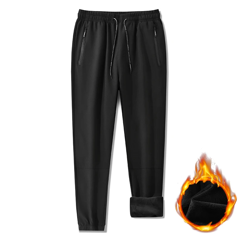 

Men's Winter Fleece Sport Trousers Running Gym Sweatpants Solid Color Thick Warm Plus Velvet Pants Casual Jogges Sweatpants