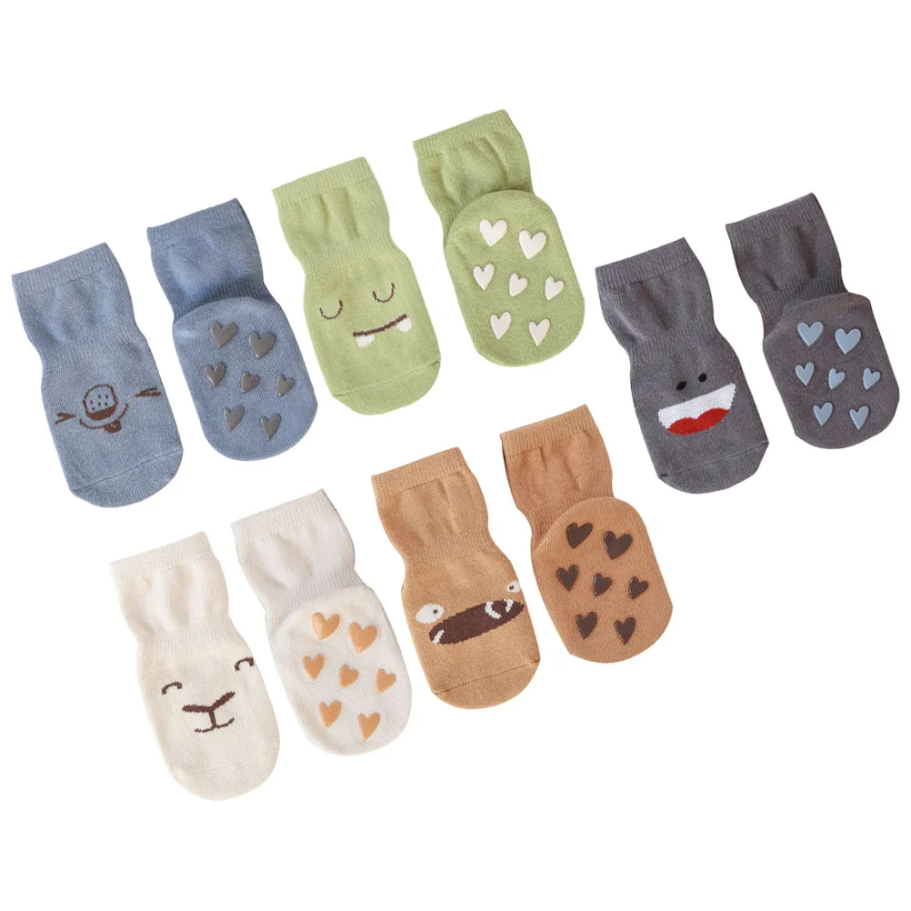 

5 Pairs of Baby Socks Non Skid Floor Socks Cartoon Socks Walking Learning Socks