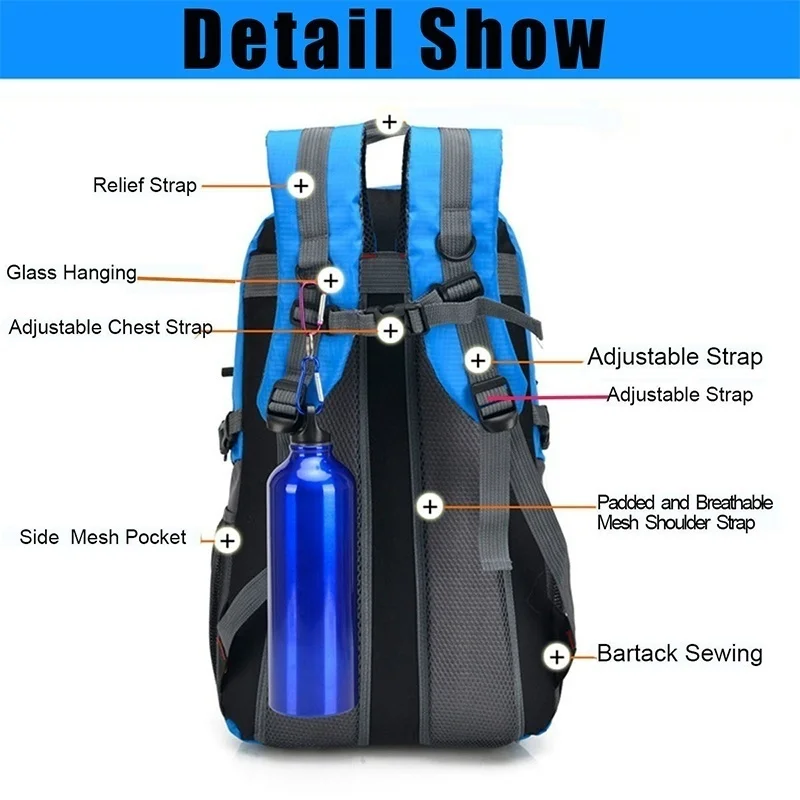 40L Outdoor Travel Backpack Sports Bag Camping Backpack Hiking Rucksack Students Backpack Water Resistant Hiking Bag Men Women