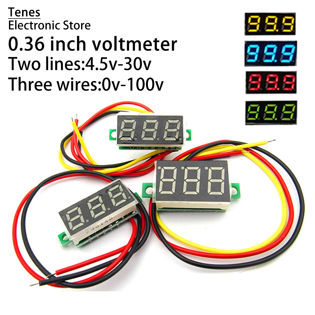 

Mini 0.36 Inch DC 0-30V Voltmeter 2 Wires 3 Wires 4 Digits LED Motorcycle Digital Voltmeter Tester Digital Display Meter