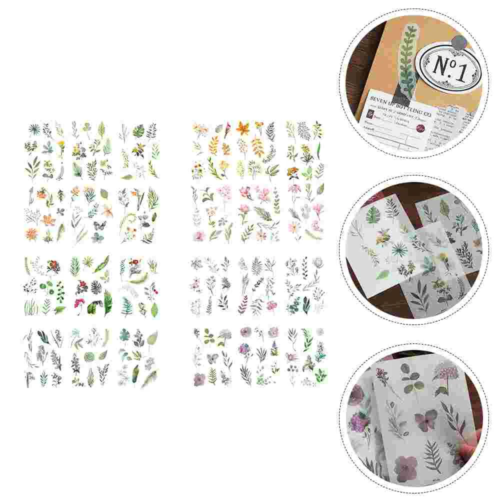 

24 Sheets of Scrapbook Decorative Stickers Flower Pattern Stickers DIY Supplies