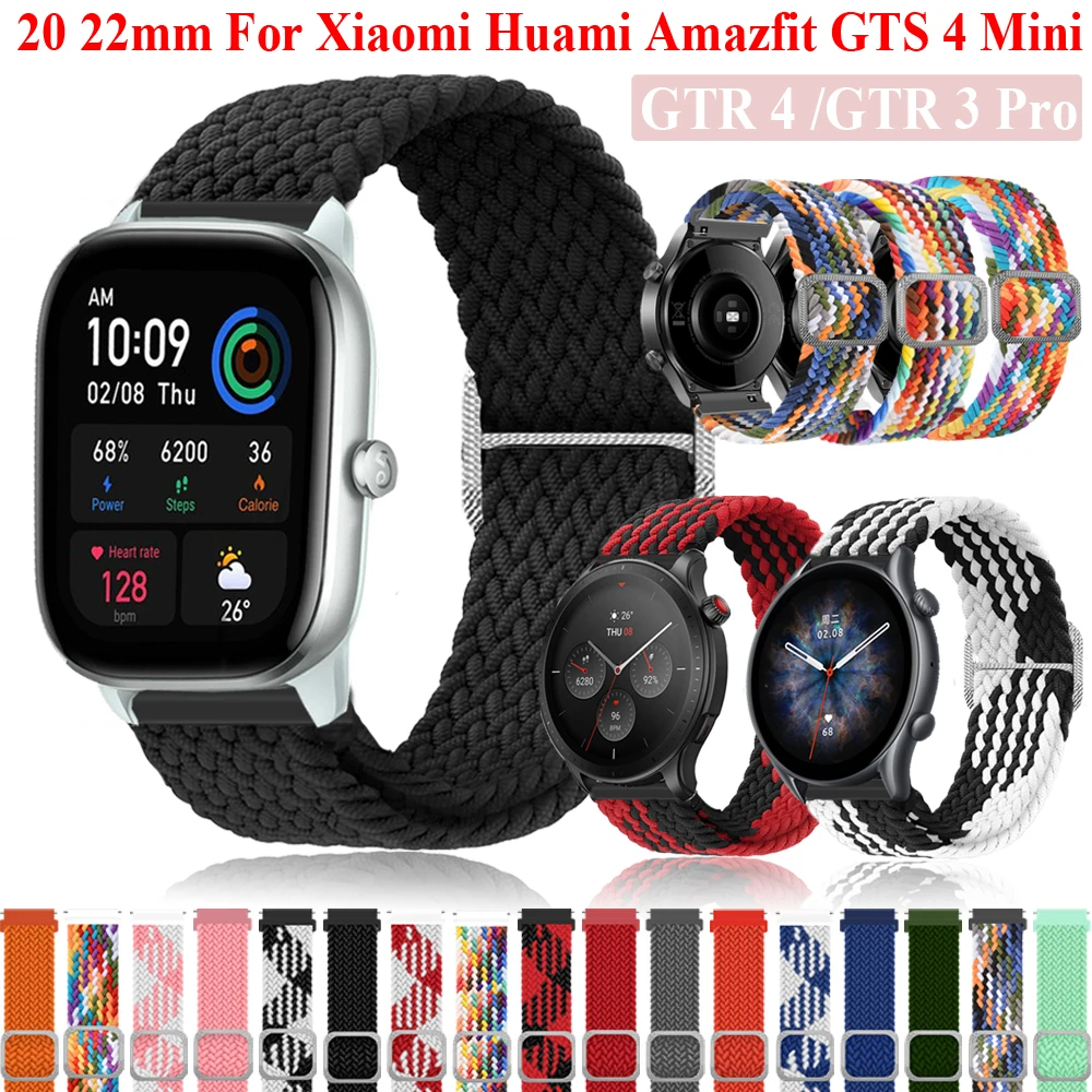 2023 Latest suitable for Xiaomi Huami Amazfit GTS 3 4/Amazfit GTR3 4 20 22Mm Premium braid single loop nylon smart strap