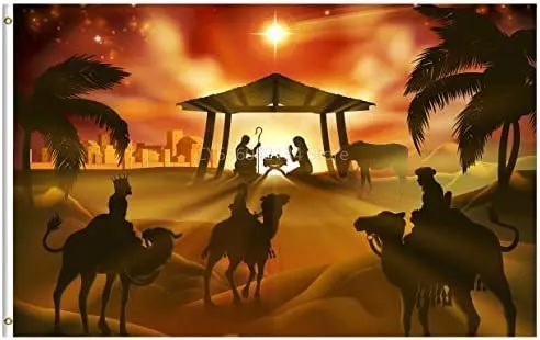 

Pickako Christmas Story Sunset Winter Landscape 3x5 Foot Flag for Home House Outdoor Indoor Decor