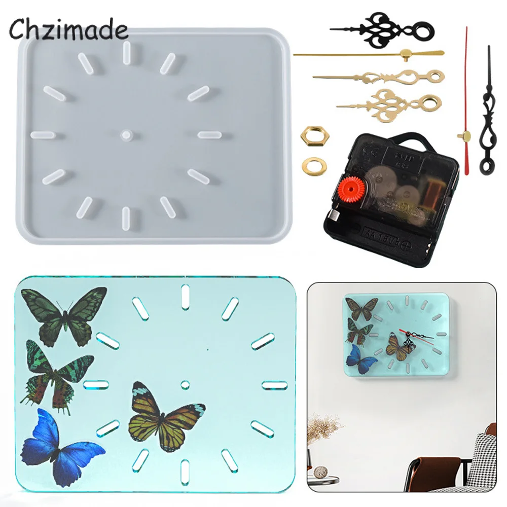 

Часы Chzimade, силиконовая глина, форма «сделай сам», прямоугольные часы, форма для часов, настенное декоративное зеркало, глина для керамики