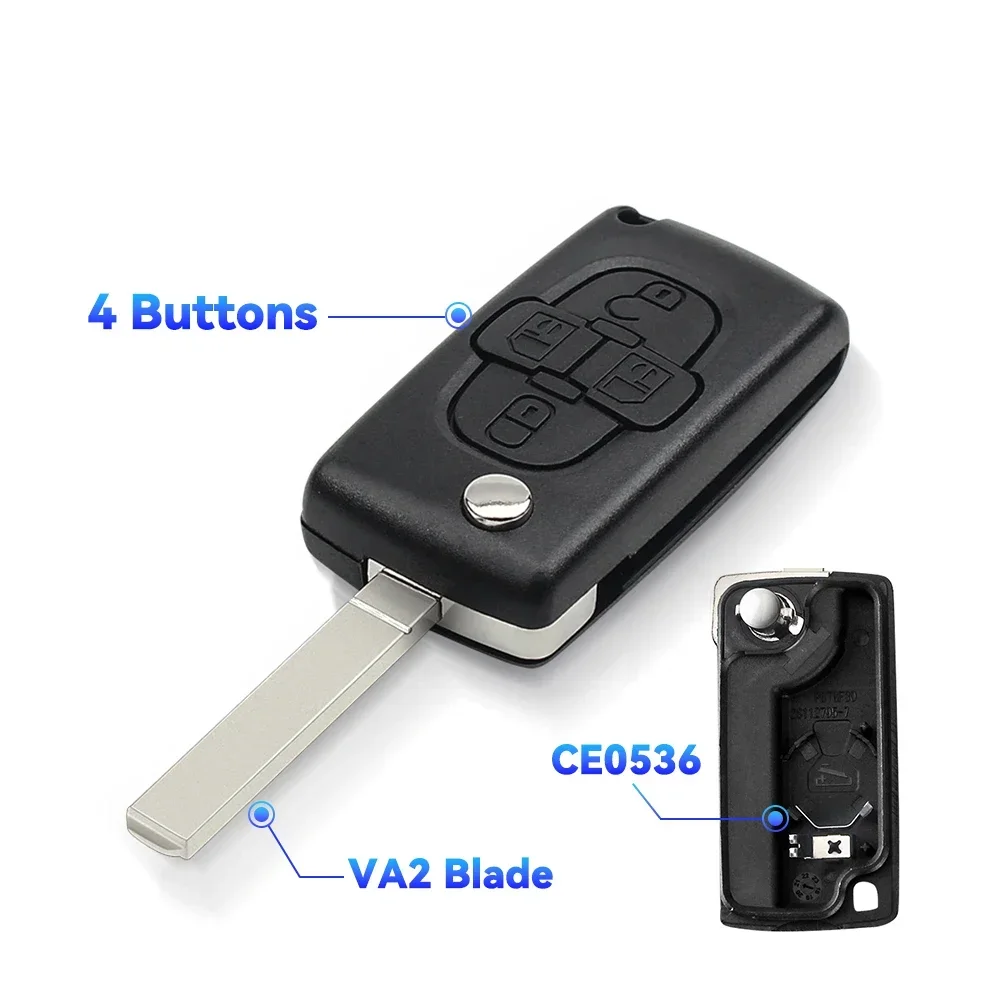 

KEYYOU 4-кнопочный дистанционный откидной чехол для автомобильного ключа, брелок для Peugeot 1007 для Citroen C8 VA2 HU82 Blade CE0523 CE0536