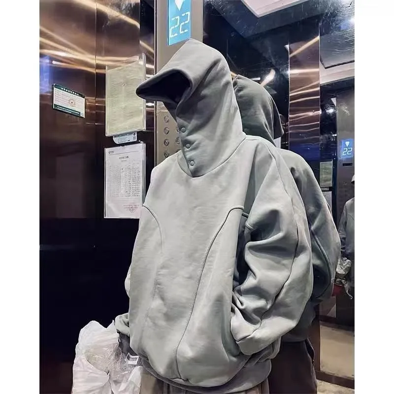 

Design Sense High Street Hip-hop Breasted Hooded Sweater Men's Spring and Autumn Tide Brand Loose OversizeVibe Hoodie