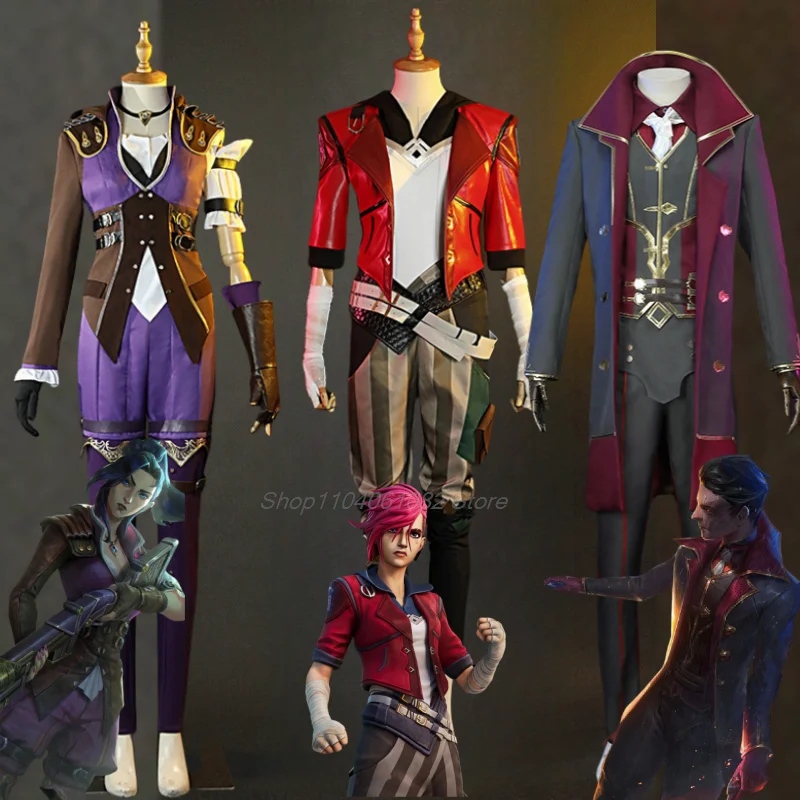 Arcane Vi Violet Tv Lol Silco Caitlyn Cosplay Costume Game RolePlay Women Outfit Halloween Fancy Party Comic-con Coat Pants Suit