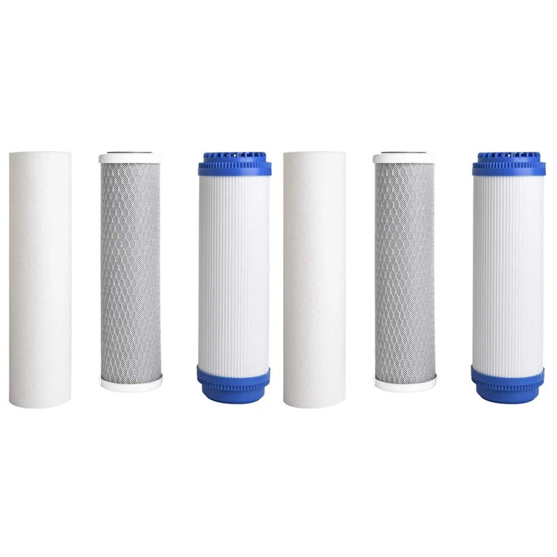

6pcs 10Inch Filter Elements Filtration System Purify Replacement Part Universal for Water Purifier