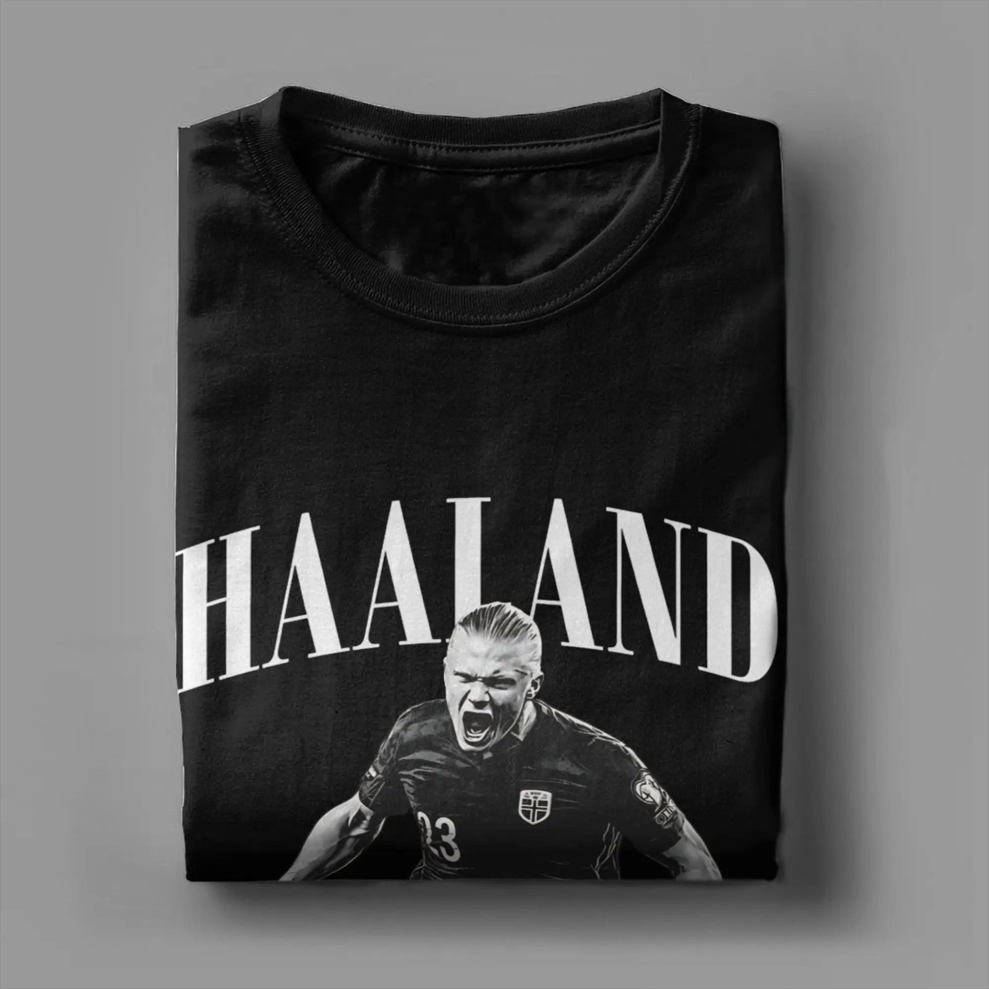 Фото Футболка в стиле хип-хоп Haaland Norway Football Signature, мужская одежда с круглым вырезом и короткими рукавами, хлопковые летние топы №3