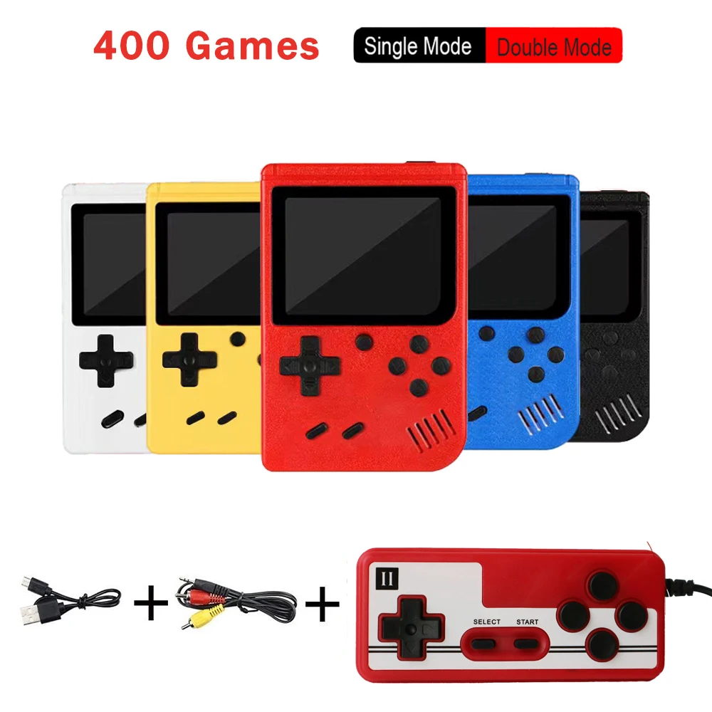 

Портативная мини-консоль для видеоигр в стиле ретро, 8 бит, 3,0 дюйма, цветной ЖК-дисплей, детский цветной игровой плеер, 400 встроенных игр, подд...