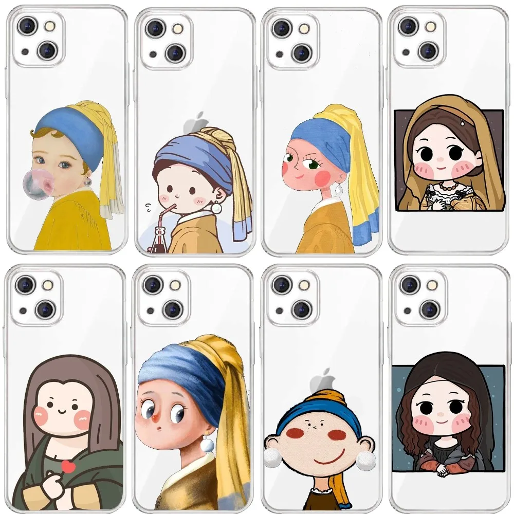 Leonardo Da Vinci Mona Lisa Phone Case For Iphone 15 11 13 14 Pro Max 7 8 Plus X Xr Xs Se2020 12mini Transparent Cover