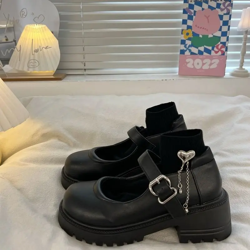 Туфли Мэри Джейн японские кожаные туфли женские весенне-летние на толстой