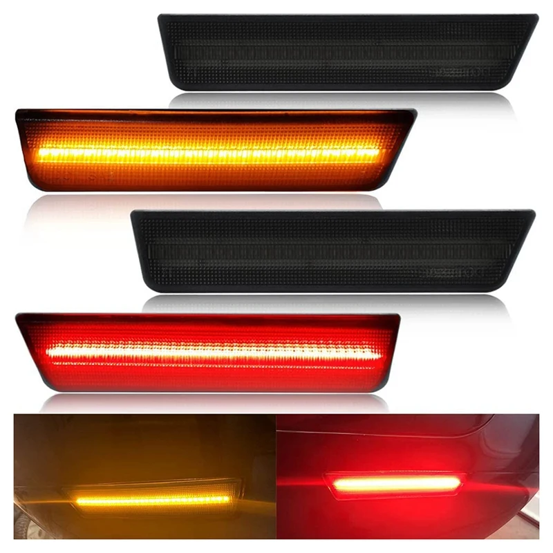 

Smoked Lens Amber/Red Front Rear LED Side Marker Light Kits For Dodge Challenger 2008-2014 LED Turn Signal Marker
