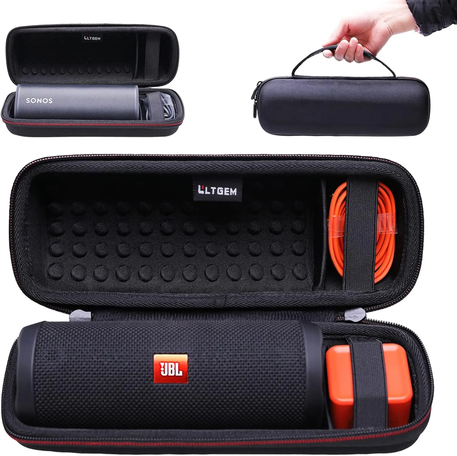 Фото Чехол LTGEM, совместимый с JBL Flip 7/5/6/Grip, водонепроницаемый портативный Bluetooth-динамик, офисная сумка для хранения и переноски Eva Travel. №2