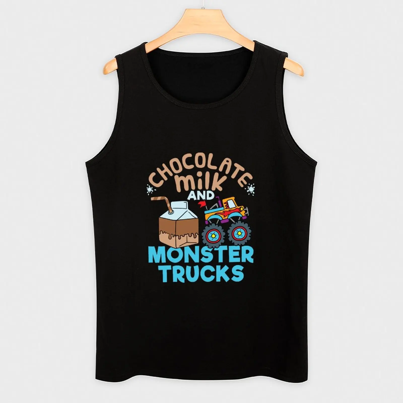 Фото Майка-топ Chocolate Milk and Monster Trucks, антибактериальная, влагоотводящая, для тренировок №3