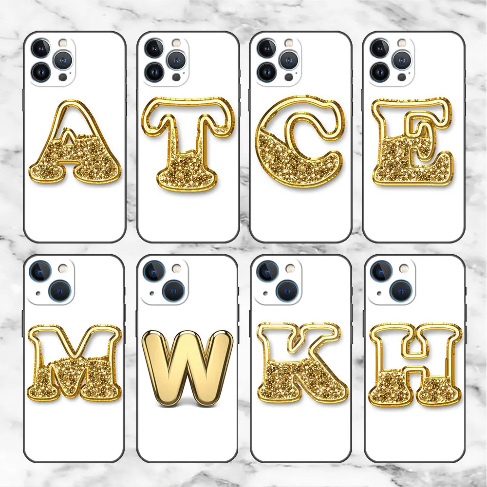 

Case For Apple iPhone 11 14 13 12 Pro Max 7 8 Plus XR X XS Max 6 SE 2022 14Pro Black TPU Phone Shell Letters Shiny