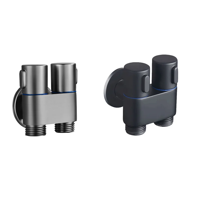 

Настенный кран 1 в 2, угловой клапан с отверстием для ванной комнаты, двойное управление, для самоочистки (темно-серый), 1 шт.