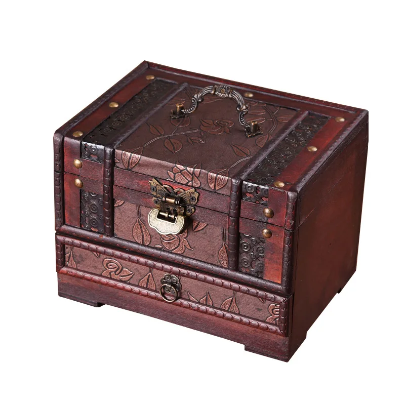 

Винтаж косметическая коробка 1 шт. классические деревянные украшения Подарочная коробка для хранения Чехол держатель сундук-органайзер с з...