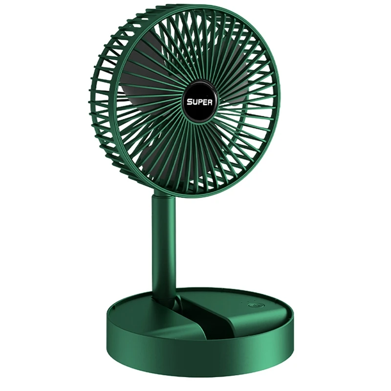 

Portable USB Rechargeable Fan Office Household Foldable Telescopic Fan Low Noise Battery Mini Electric Fan Green