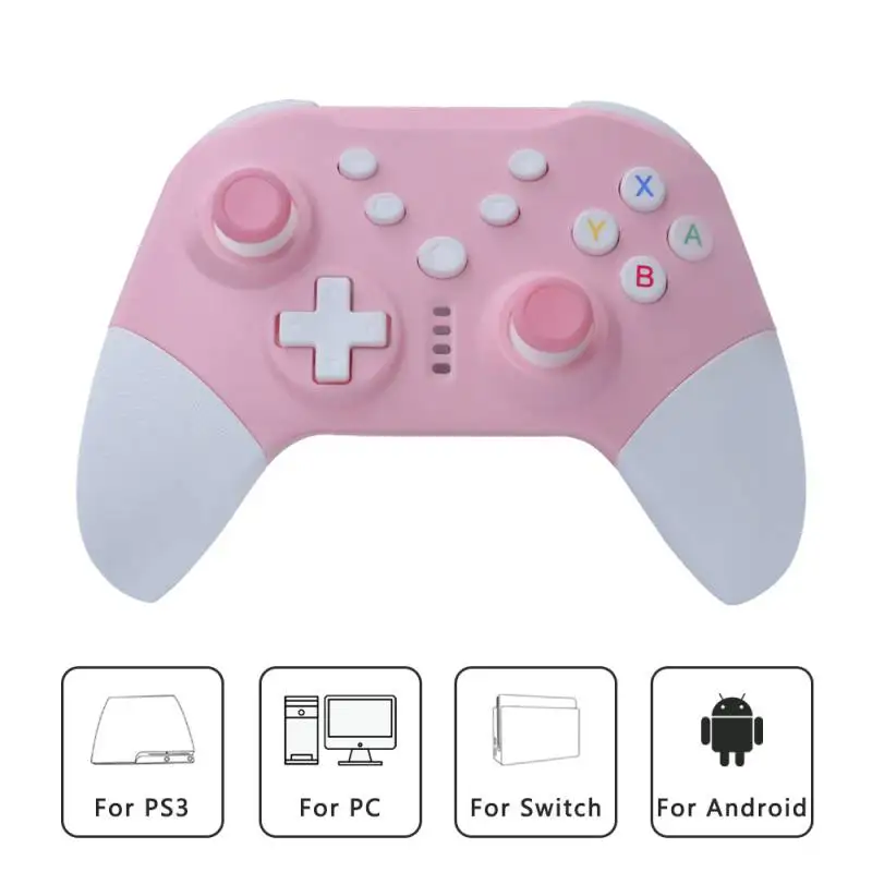 Wireless Bluetooth Gamepad for Switch Host Game Controller Joystick 6-axis Girl Pink Handle for NS Switch / PC / PS3 / Android