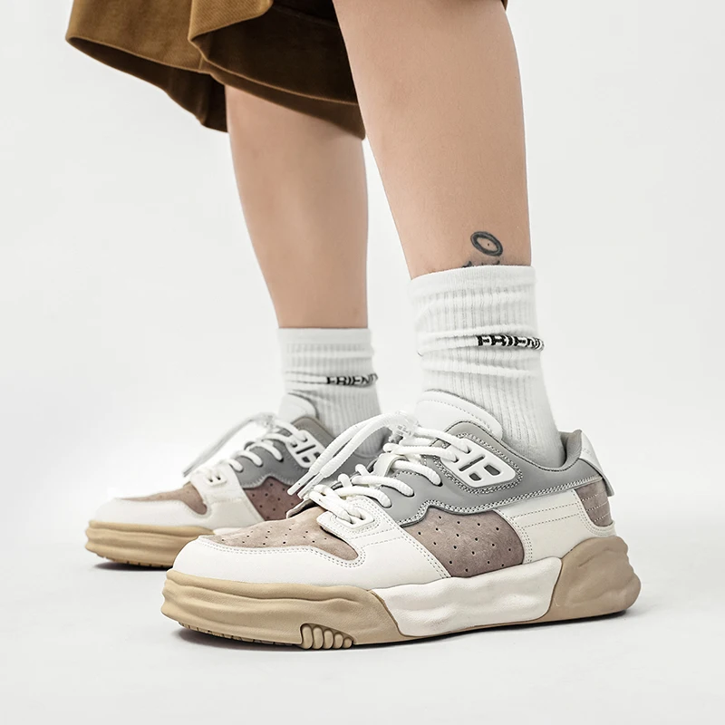 

Женские кожаные кроссовки на шнуровке, бежевые дышащие кроссовки, повседневная обувь для пар, весна 2022