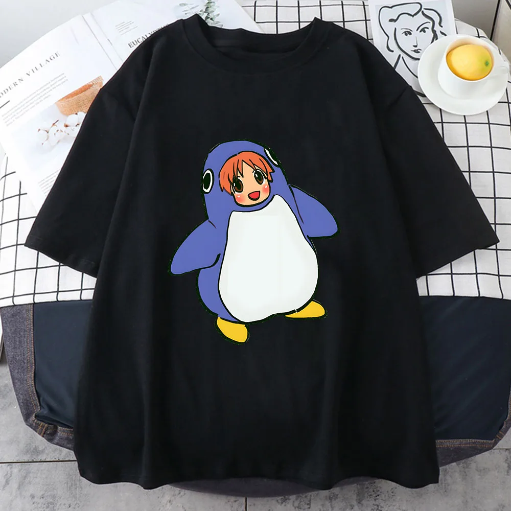 

Azumanga Daioh Chiyo Mihama T-shirts WOMEN Penguin Kawaii/cute Cartoon Tshirts 100% Cotton Summer Tees Casual Aesthetic Harajuku