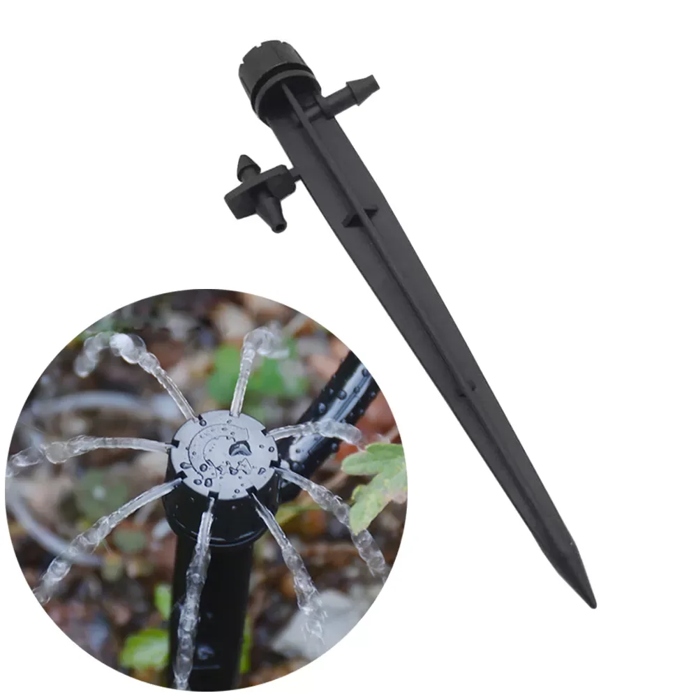 

10 Pcs Adjustable 360° 8 Hole Micro Sprinkler Full Circle Scattering Spray Nozzle Drip Irrigation Inserting Ground Stake Emitter