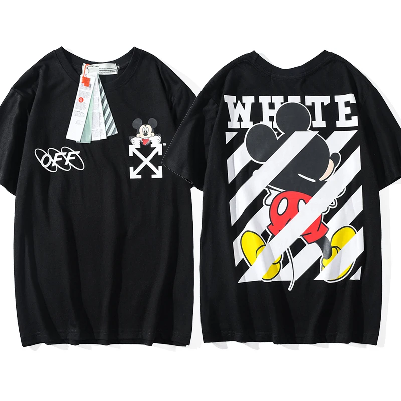 

Mickey Mouse Woman T Shirt Mens Donald Duck Print Short Sleeve Summer Cotton Black White Tee Tops Male Fashion woman tshirts