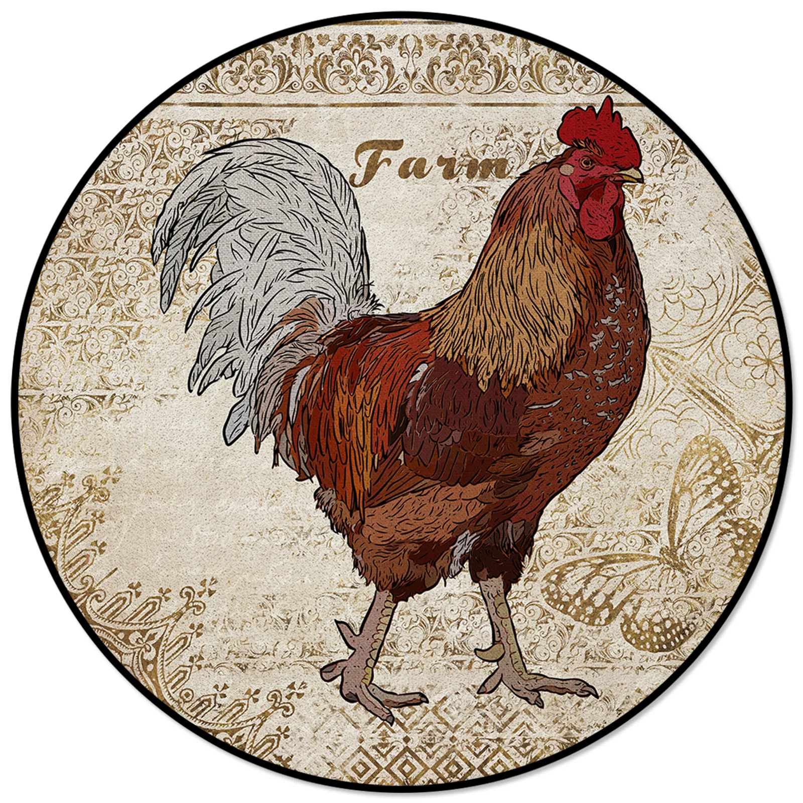 

Hen Gilded Texture Idyllic Rugs And Carpets For Home Living Room Round Rug For Children Rooms Non-slip
