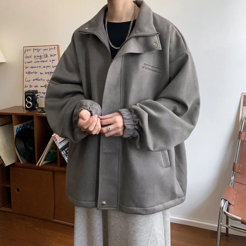 Новое поступление ранняя осень мужская однотонная куртка свободный крой топ с