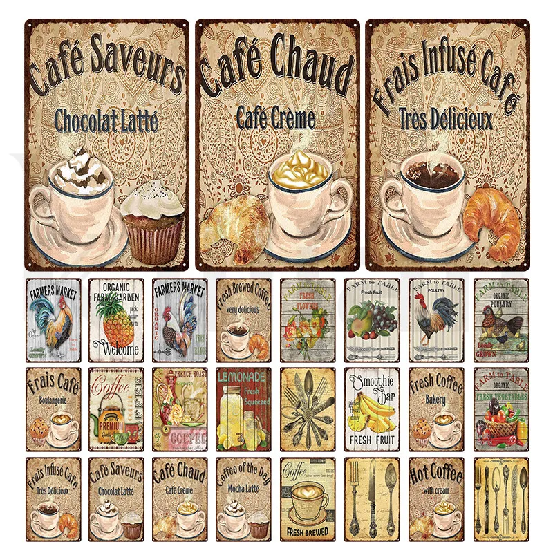 

Металлический знак для кофе, нож и вилка для хлеба и кофе, табличка для еды, Жестяная Табличка для кухни, кафе, Настенный декор