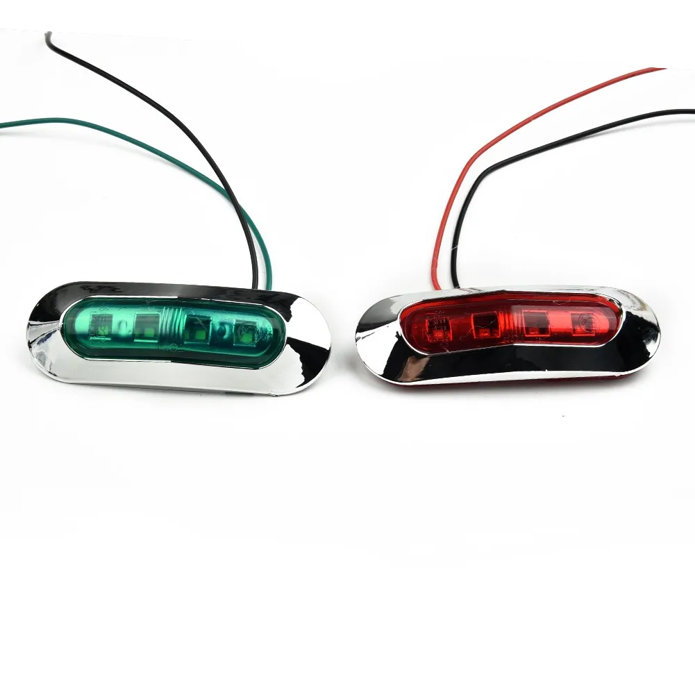 

2pcs Red Green LED Boat Navigation Light Deck Waterproof Bow Pontoon Lights 12-24V 1000-3000K Side Marker Lights Car Accessories