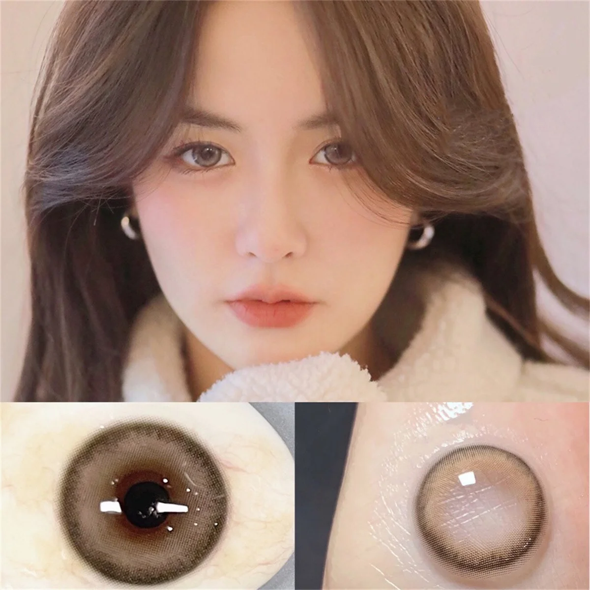 Коричневые цветные контактные линзы Mimosa для глаз натуральные ежегодные большая