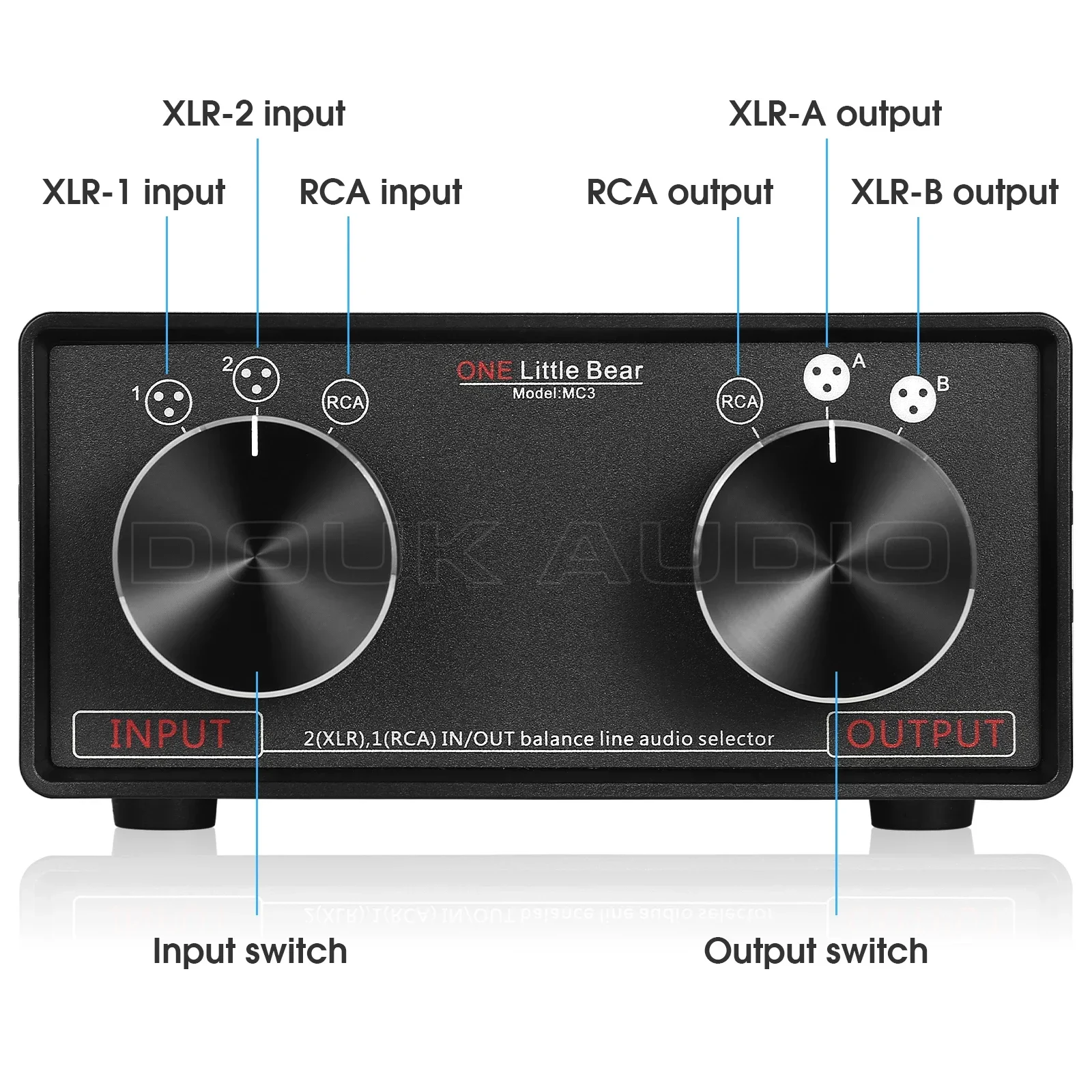 3-в-1 выход XLR балансный/RCA стерео конвертер аудио селектор коробка Пассивный