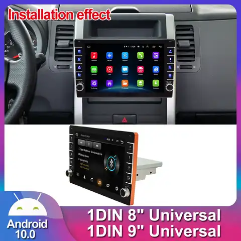 Универсальный Автомобильный мультимедийный плеер, 1 Din, сенсорный экран 8/9 дюйма, Android, автомобильное радио, стерео, BT, GPS, Wi-Fi, аудио, видео плее...