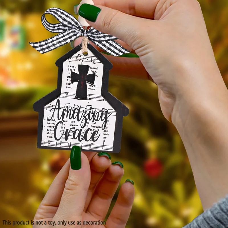 1 шт. деревянный двухслойный кулон в форме домика с Иисусом