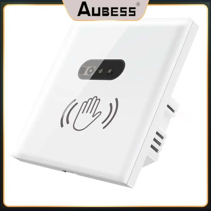 

Wall Light Switch No Touch Needed Eu Intelligent Switch Smart Home Neutral Wire Infrared Sensor Switch Tempered Glass Panel 10a