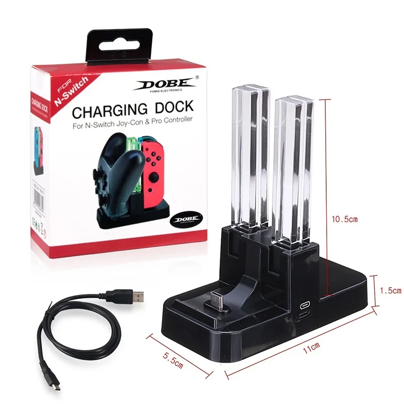 4 In1 For NS Nintend Switch Joy-Con &amp Pro Controller with Dual LED Light Indicator Gamepad Charging Dock Stand Station Charger |